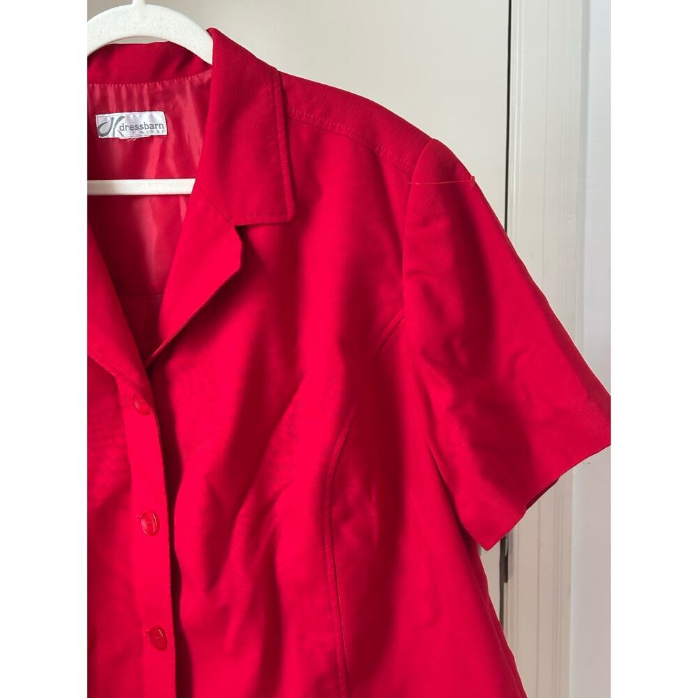 Vintage Dressbarn Red Short Sleeve Blazer Jacket Women’s Petite Career Chic - Picture 4 of 12